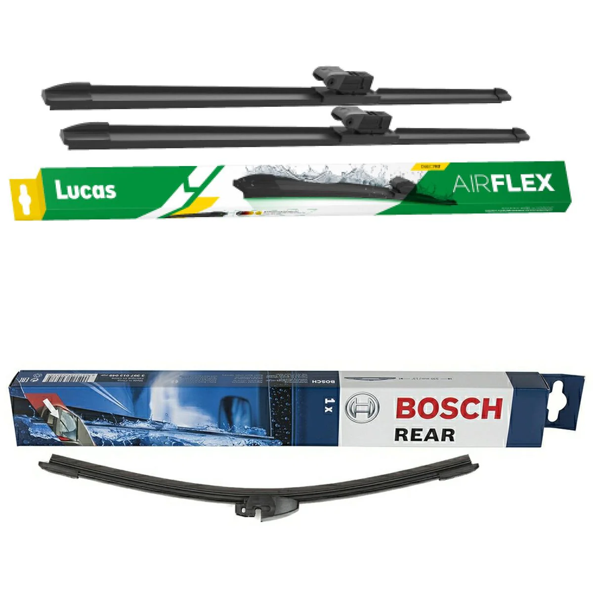 Lucas AIRFLEX DirectFit & Bosch Rear Screen Wiper A - Triple Pack